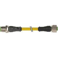 Male to Female M12 Straight 4pole Yellow PVC 3m